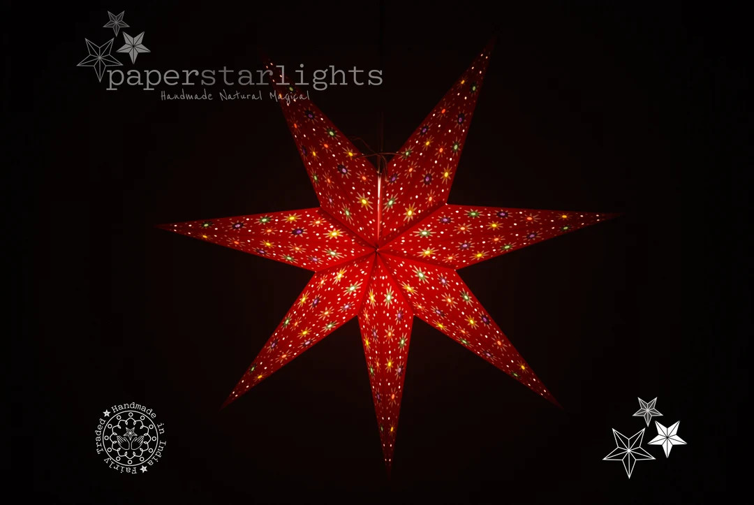 Red Christmas Star Lantern Paper Star Light Red Lampshade Christmas Decoration Red Christmas Ligh... | Etsy (US)