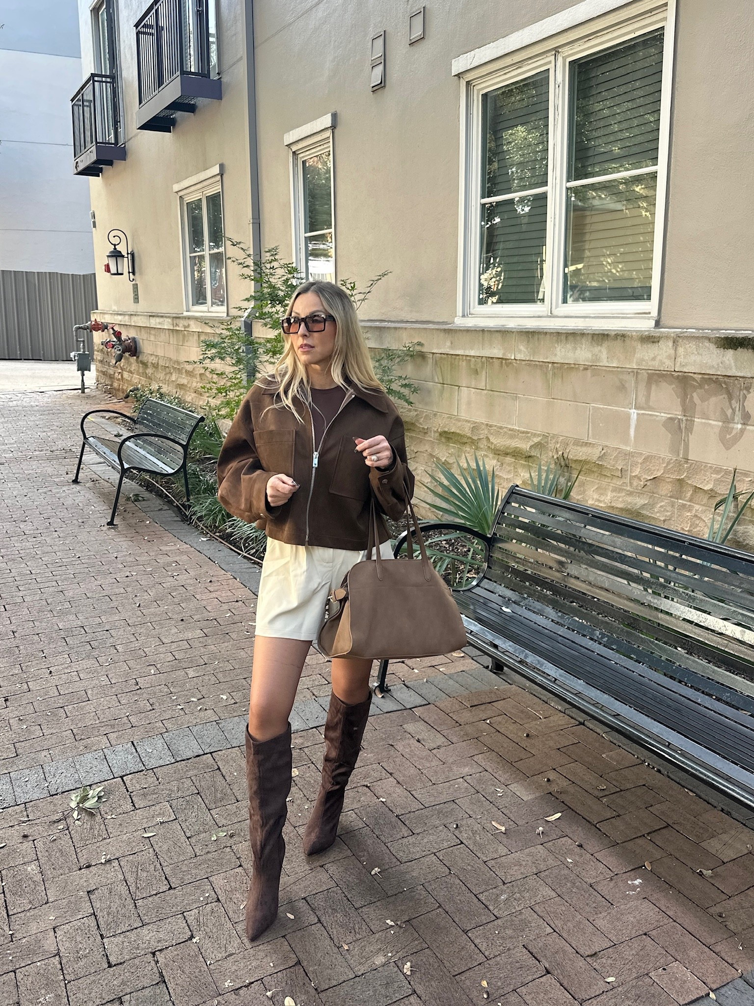 Love pairing a suede jacket with shorts for fall! These shorts are so chic and they can be dressed up or down. I am wearing my Target suede boots that I love with my suede handbag. All items linked ⬆️

#Itkcreator #Itkfinds
#Itkwatchnow #amazon #amazonfinds #fall #falloutfits #suede #suedebag #suedejacket

#LTKSeasonal #LTKHoliday #LTKootd