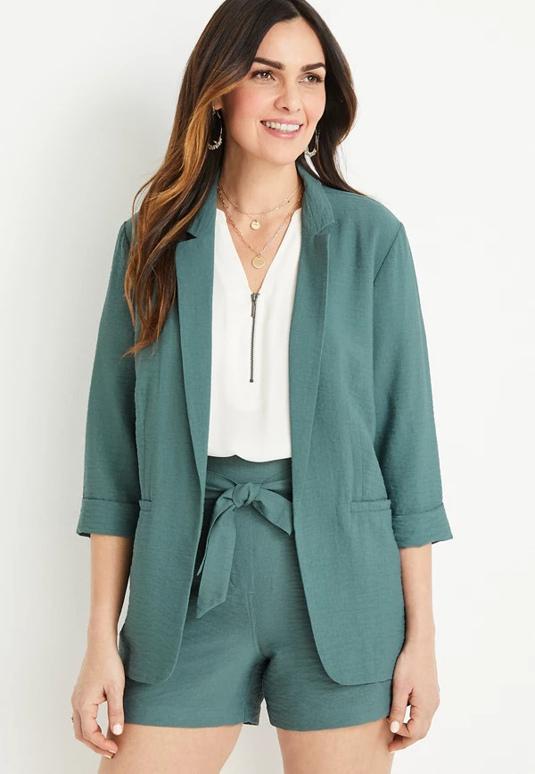 Textured Open Front Blazer | Maurices