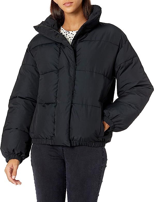 Women's Relaxed-Fit Mock-Neck Short Puffer Jacket | Amazon (US)