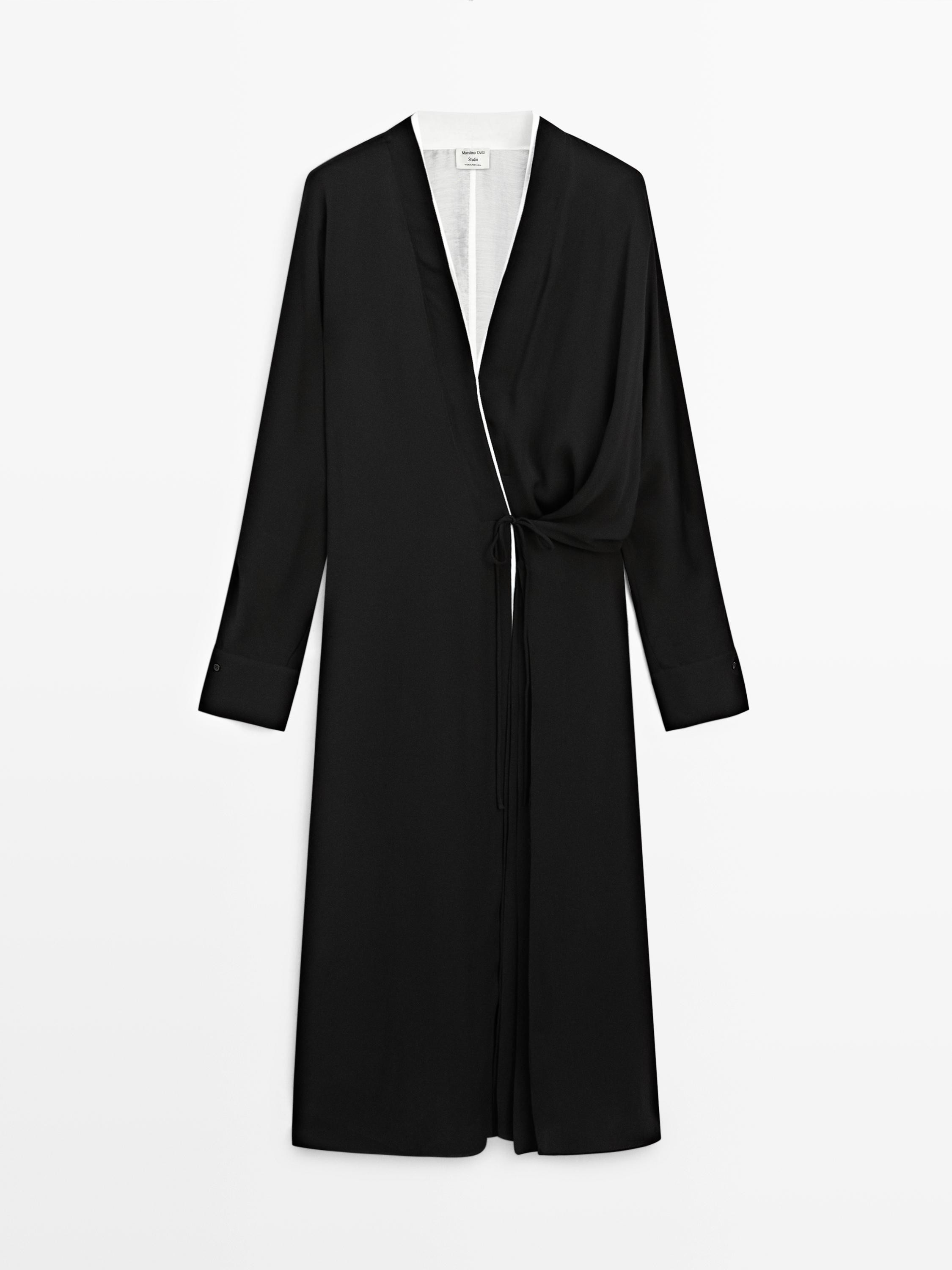 Flowing wrap dress with tie - STUDIO | Massimo Dutti PT
