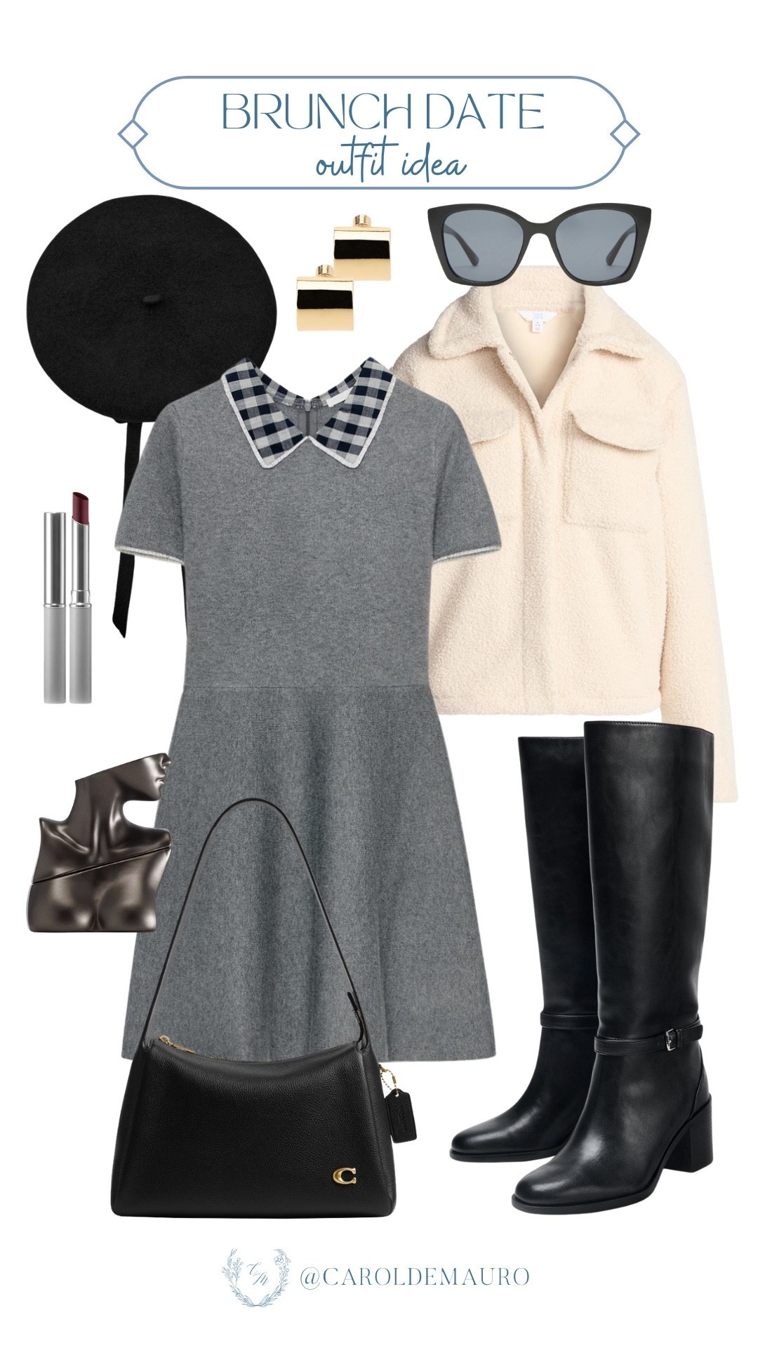 Feeling utterly classic in this knit dress and shearling jacket. Just add some cute accessories, from a beret hat, chic sunglasses, and those black knee-high boots! Brunch date approved!

elegant style, preppy look, timeless fashion, winter outfit, weekend vibes, elevated basics, minimalist style, pinterest inspo

#LTKHoliday #LTKFindsUnder100 #LTKSeasonal