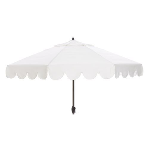 Phoebe Scallop-Edge Patio Umbrella, White | One Kings Lane
