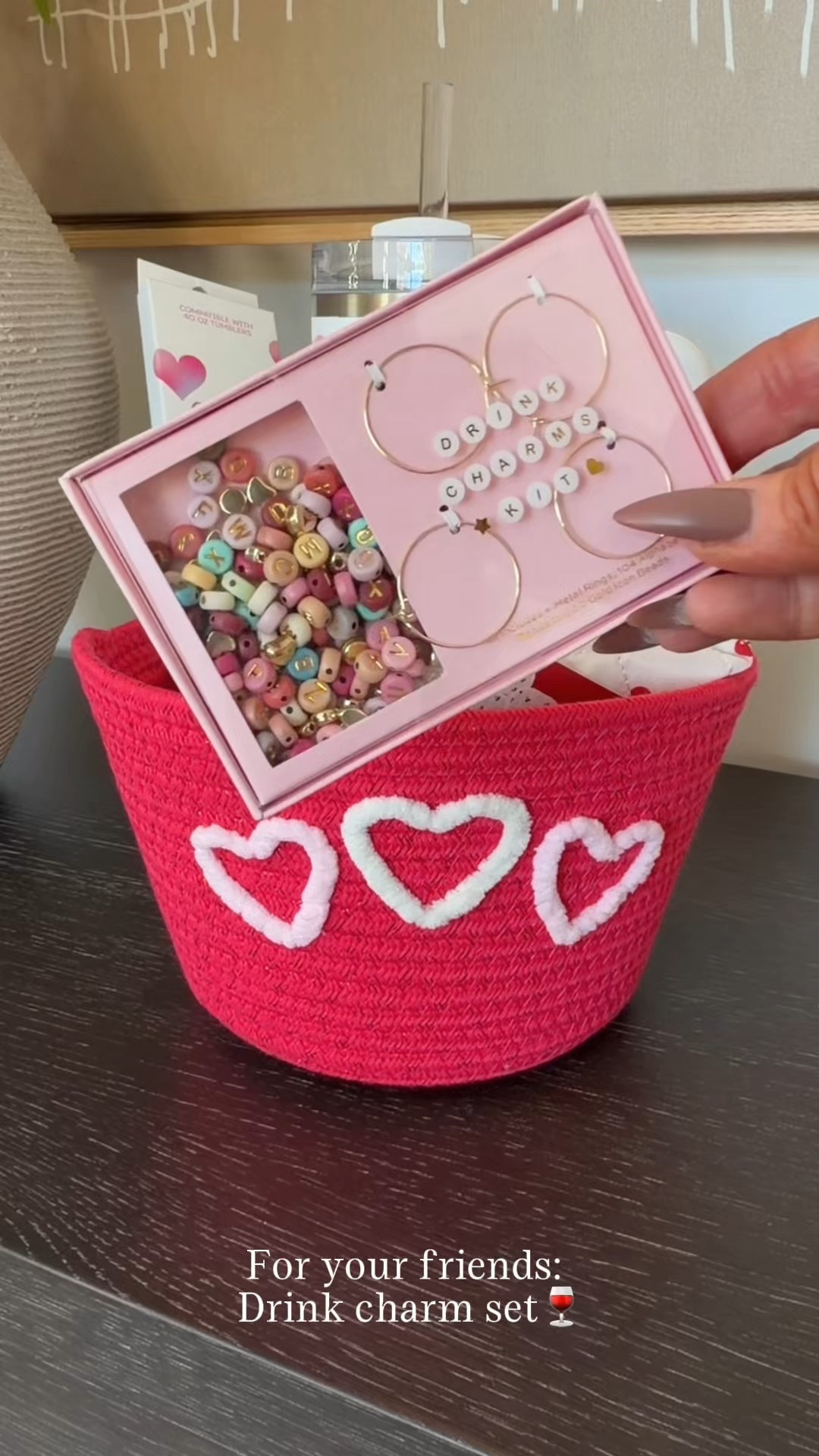 Galentine’s / Valentine’s  Day gift idea 
$10 custom wine charm, drink charm set.
I love how you can change this up with every guest you have… so cute!

Tween, friends, teacher gift idea



#LTKHome #LTKValentine #LTKfoodie