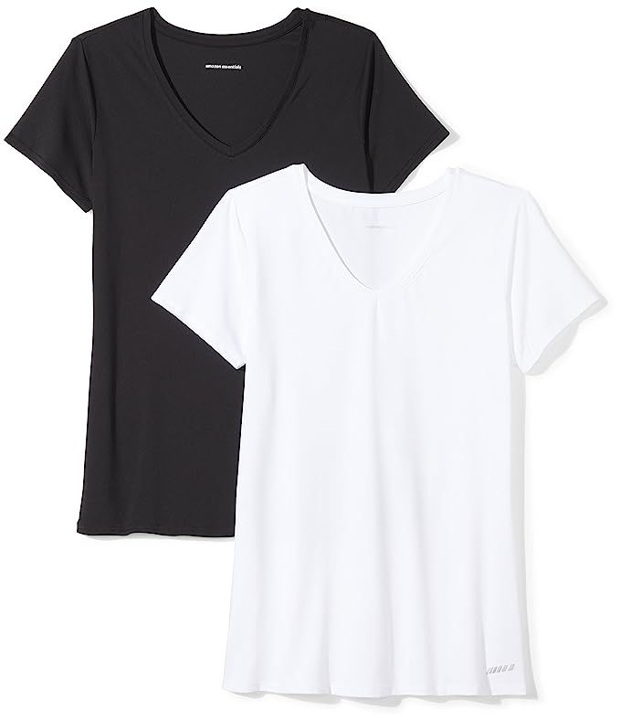 Amazon Essentials Women's 2-Pack Tech Stretch Short-Sleeve V-Neck T-Shirt | Amazon (US)