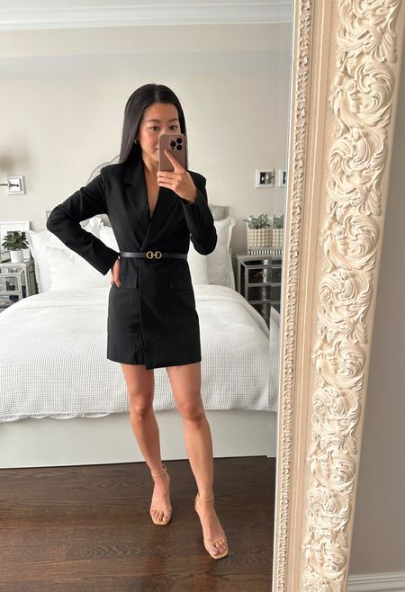 30% off Abercrombie + extra 15% off with code AFJEAN // petite black mini blazer dress as an elegant holiday dinner or party outfit 

•A&F blazer dress xxs petite (also linked a tweed one ). This is my budget friendly pick if you loved my Alice & Olivia one that is gorgeous but more of a splurge! The A&F one is very petite friendly and I did not experience any pulling at the buttons  . But I’m looking at the design, I can see how it might pull on curvier hips 
•Reformation sandals 5
•Edited Pieces mini belt (in the works!)

#petite

#LTKstyletip #LTKCyberweek #LTKHoliday