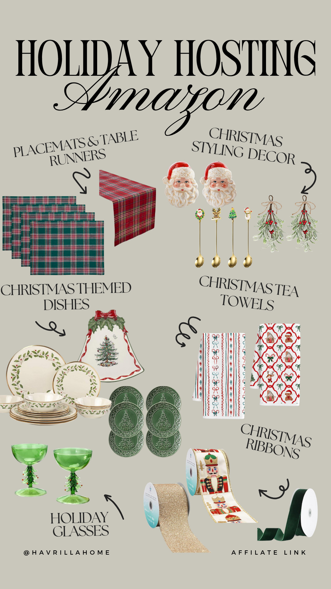 Amazon holiday hosting amazon, christmas hosting essentials, holiday table decor amazon, plaid table runners, christmas placemats amazon, santa styling decor, festive serving pieces amazon, christmas dishes set, holiday tableware amazon, christmas tea towels, holiday ribbons amazon, amazon hosting must haves, christmas home decor amazon, holiday glasses amazon, entertaining essentials christmas. ollow @havrillahome on Instagram and Pinterest for more home decor inspiration, diy and affordable finds Holiday, christmas decor, home decor, living room, Candles, wreath, faux wreath, walmart, Target new arrivals, winter decor, spring decor, fall finds, studio mcgee x target, hearth and hand, magnolia, holiday decor, dining room decor, living room decor, affordable, affordable home decor, amazon, target, weekend deals, sale, on sale, pottery barn, kirklands, faux florals, rugs, furniture, couches, nightstands, end tables, lamps, art, wall art, etsy, pillows, blankets, bedding, throw pillows, look for less, floor mirror, kids decor, kids rooms, nursery decor, bar stools, counter stools, vase, pottery, budget, budget friendly, coffee table, dining chairs, cane, rattan, wood, white wash, amazon home, arch, bass hardware, vintage, new arrivals, back in stock, washable rug 

 

 

#LTKCyberWeek #LTKGiftGuide #LTKHoliday
