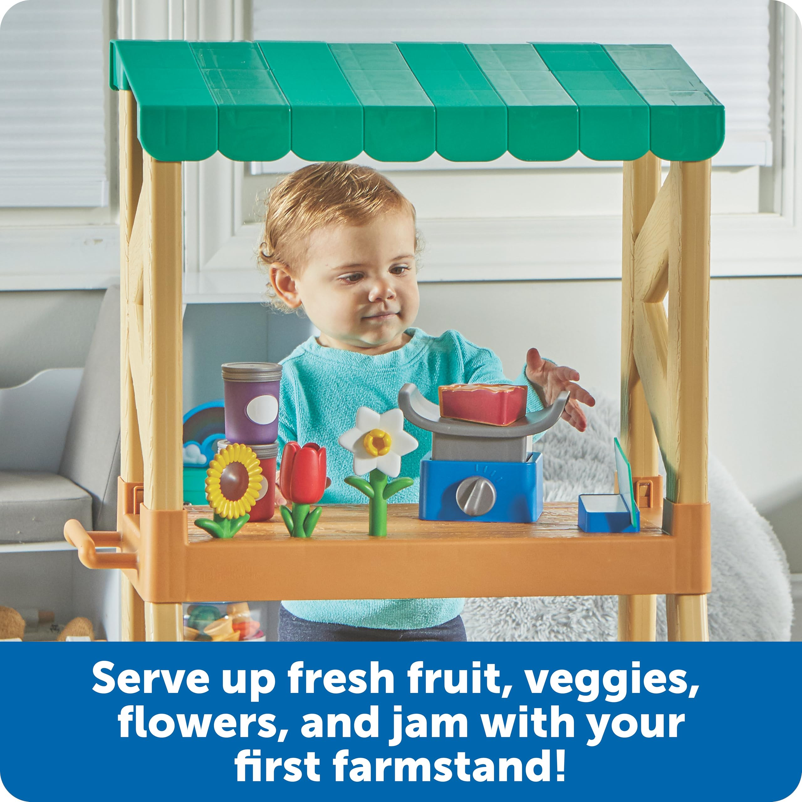 Learning Resources Fresh Market Stand- Fruit Basket, Sensory Play Kitchen Accessories, Grocery Cart On Wheels, Shopping Cart, Fruit and Food Toys Games, Fine Motor Skills, Toddler Toys | Amazon (US)
