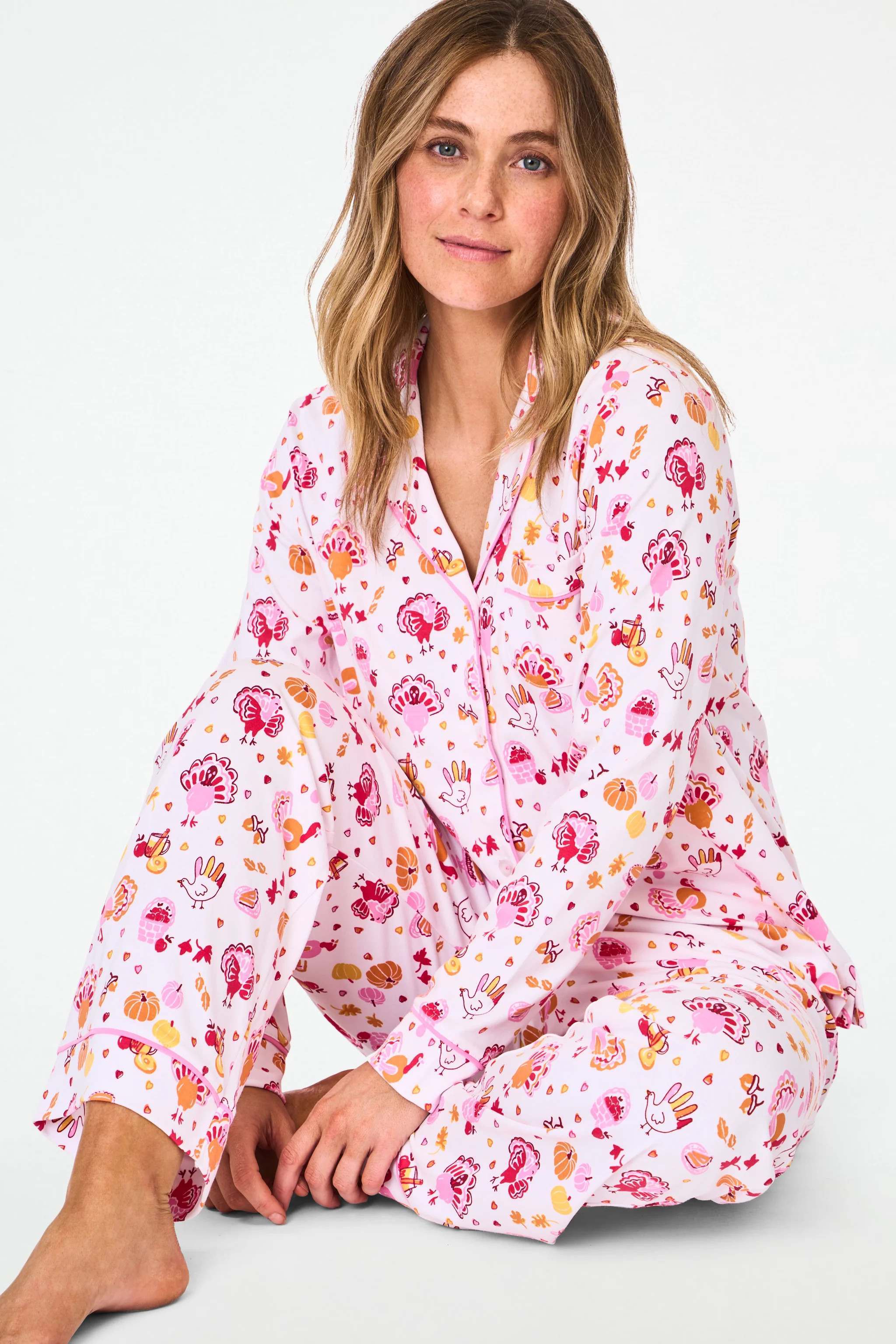 Fall-A-Palooza Long Sleeve Polo Pajamas ORANGE / XXS | Roller Rabbit