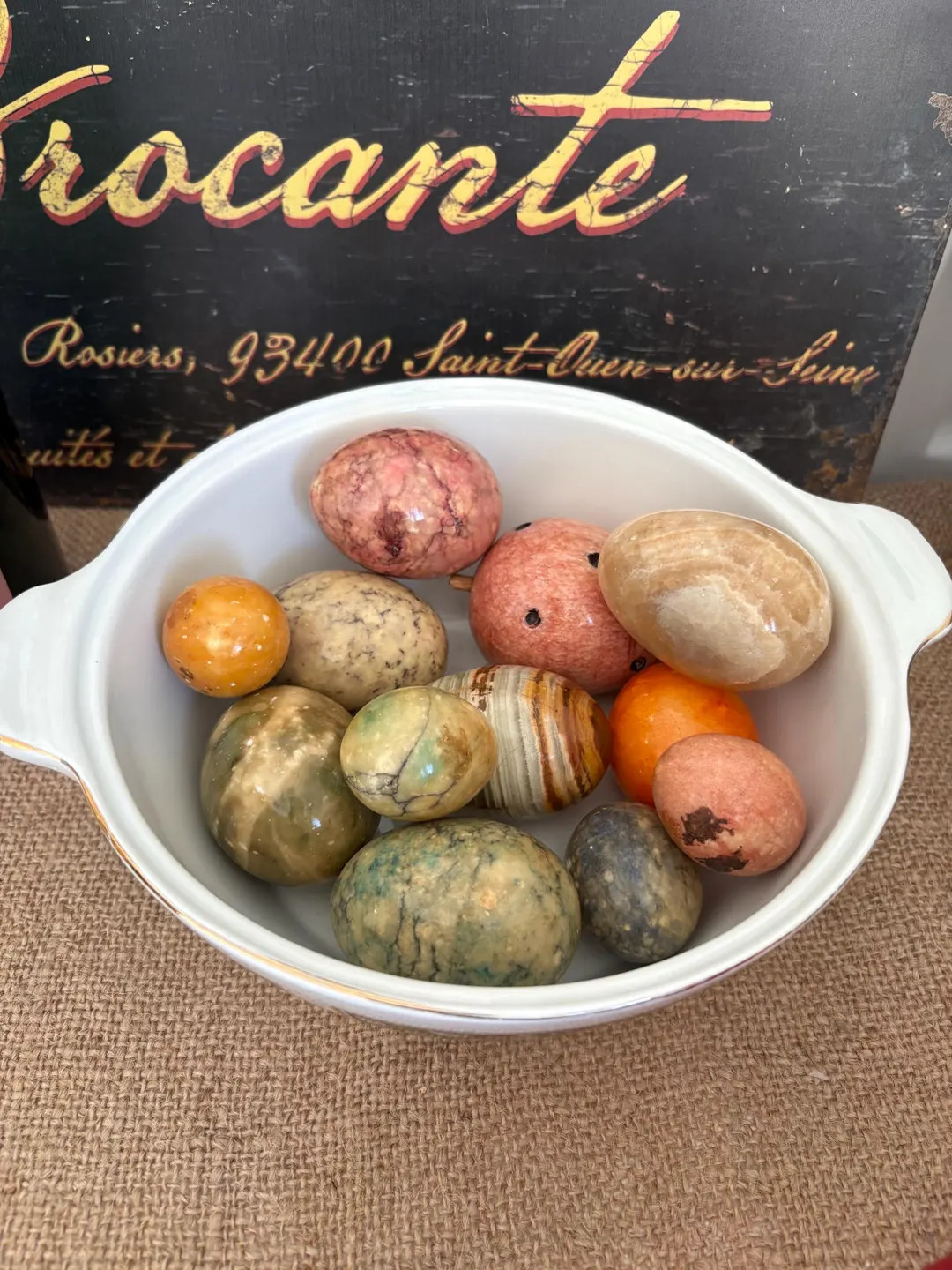 A collection of  eleven  different sizes and colour ways Italian vintage marble onyx eggs and one... | Etsy (US)