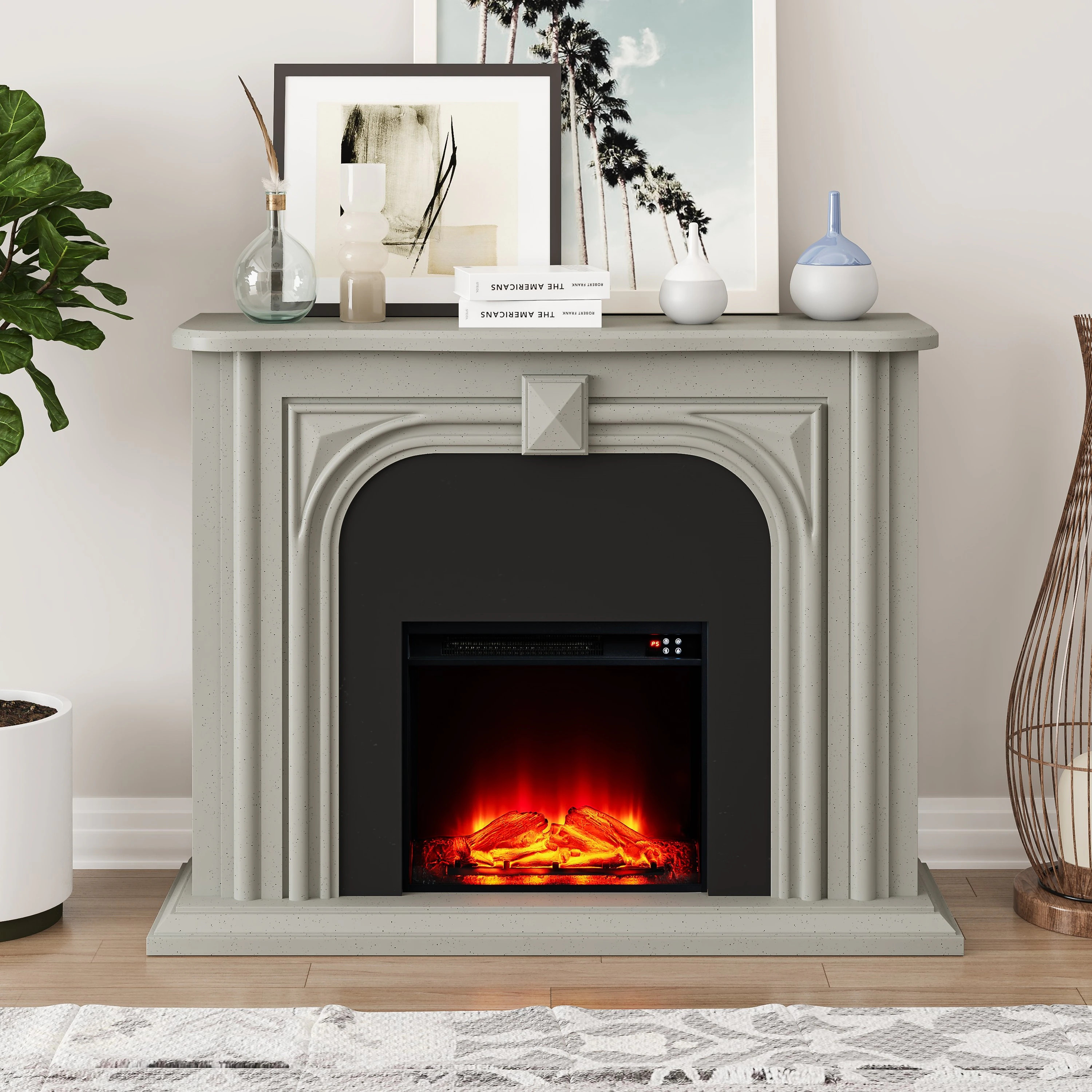 47.5" Wide Freestanding Fireplace with Realistic LED Flames - 47.5" in Width | Bed Bath & Beyond