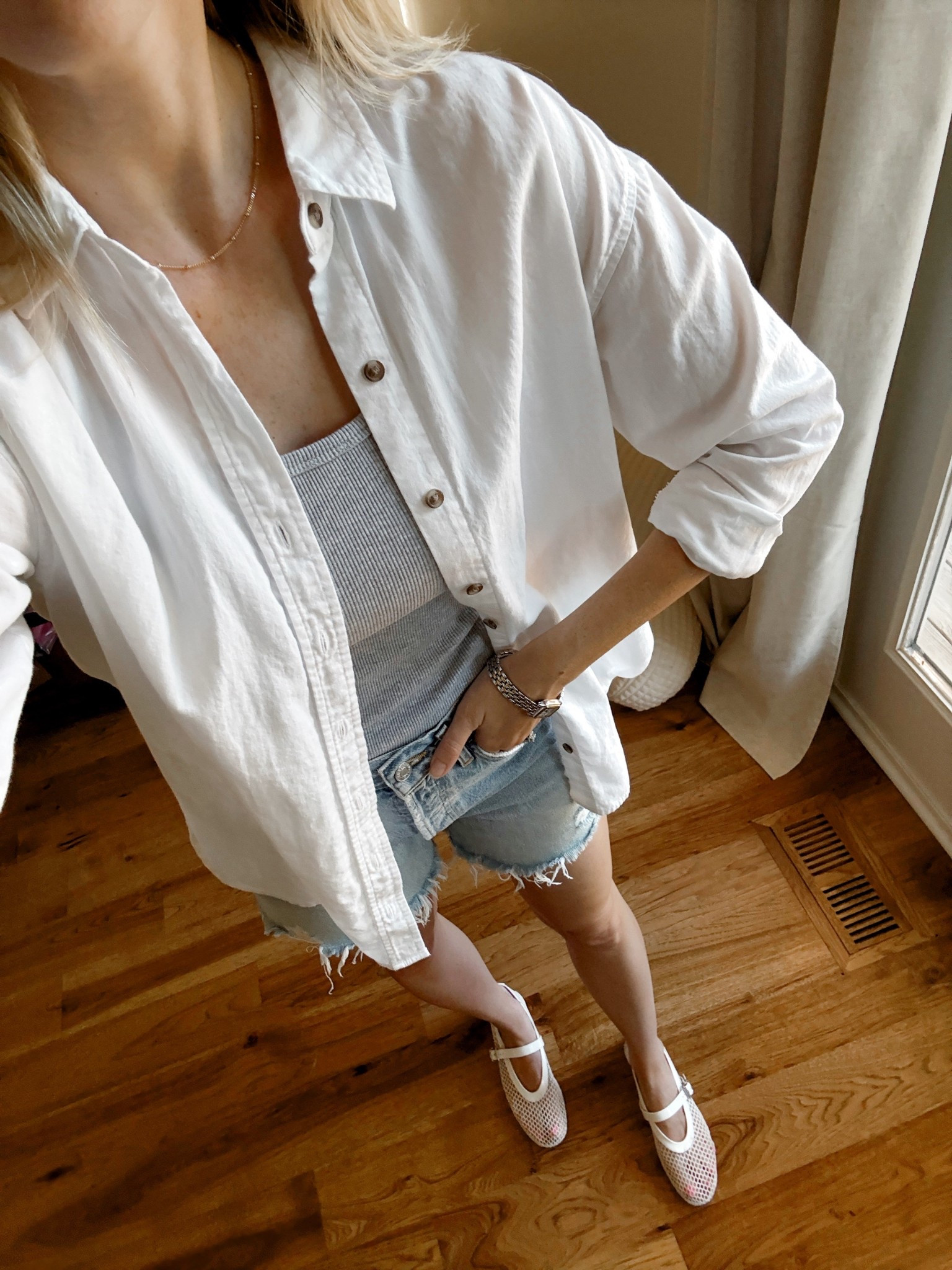 Casual classic summer mom outfit by BarbiGia. Agolde Parker long shorts outfit. Oversized white button down shirt. Mesh ballet flats 



#LTKSeasonal #LTKFindsUnder100 #LTKShoeCrush