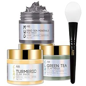 ANAI RUI Turmeric Clay Mask - Green Tea Clay Mask - Dead Sea Minerals Mud Mask, Spa Facial Mask S... | Amazon (US)
