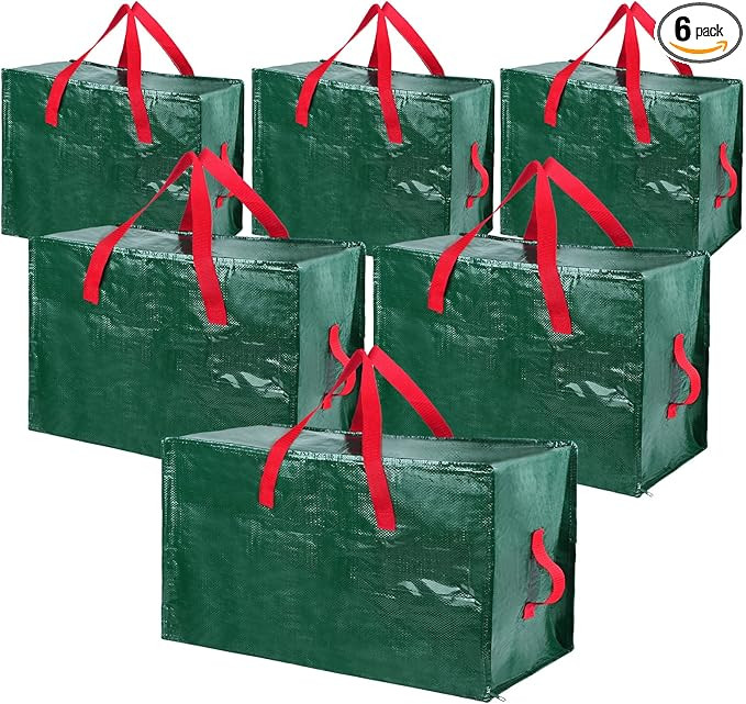 Shappy 6 Pcs Heavy Duty Christmas Storage Bags Extra Large Ornaments Container Moving Bags Xmas D... | Amazon (US)