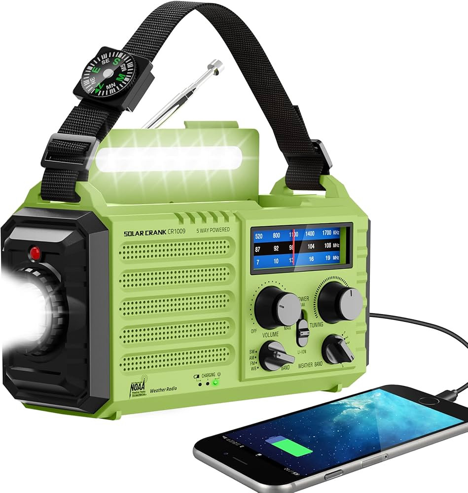 Amazon.com: NOAA Weather Radio, Emergency Hand Crank Radio with Solar Charger, Portable Battery O... | Amazon (US)