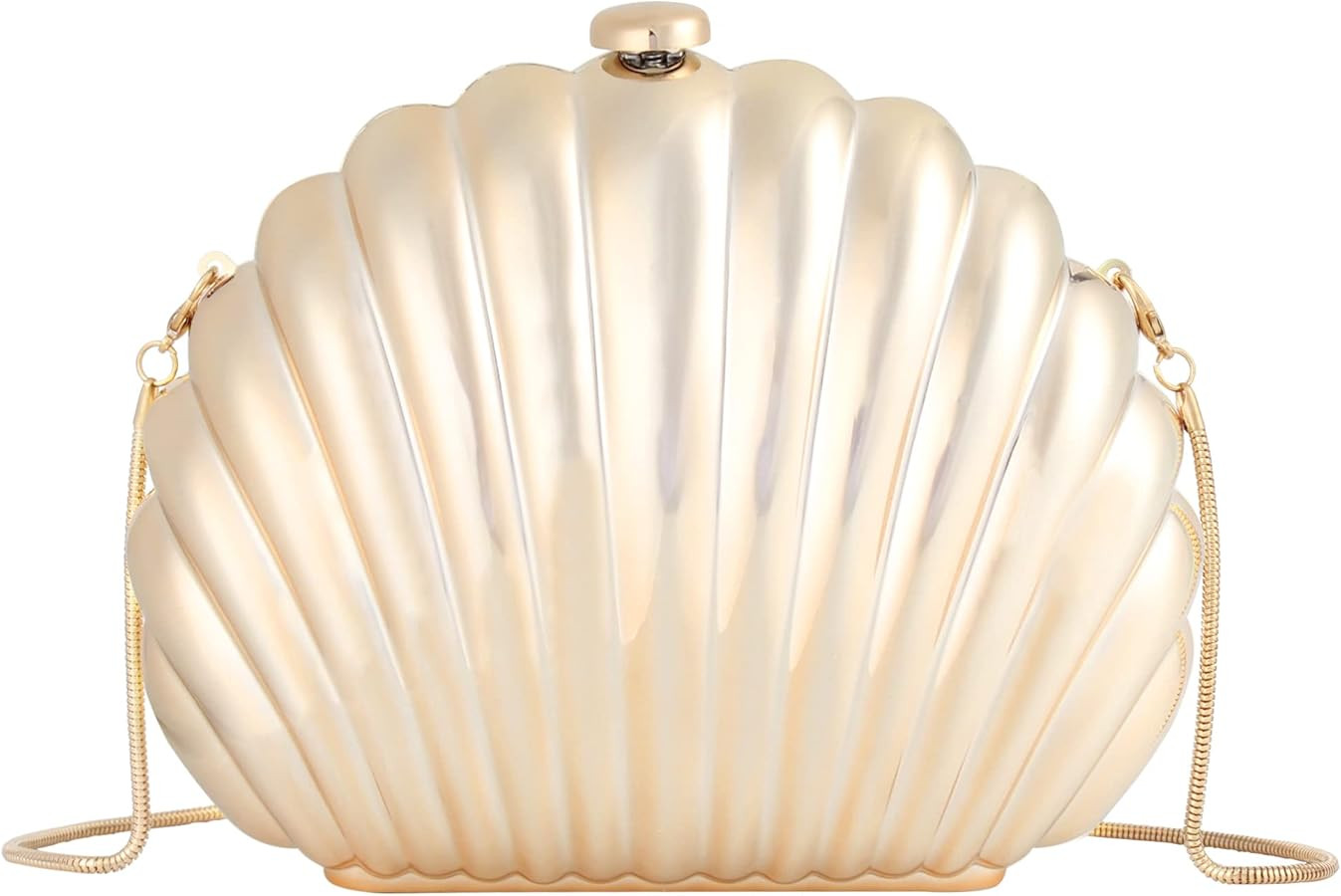 Women Mini Seashell Evening Clutch Handbag Chain Strap Cross-body Bag | Amazon (US)