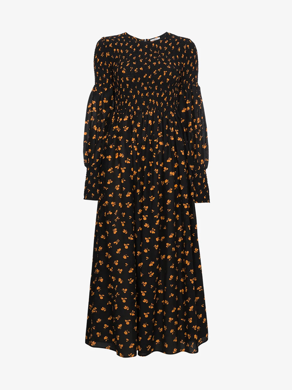 Ganni Beacon printed smocked maxi dress | Browns Fashion