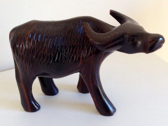 African Water Bison. Vintage Wooden Hand Carved. Wood Craft. Hard Wood. Stands 4.5inches high | Etsy (US)