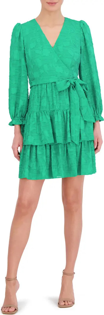 Eliza J Floral Appliqué Long Sleeve Tiered Dress | Nordstrom | Nordstrom