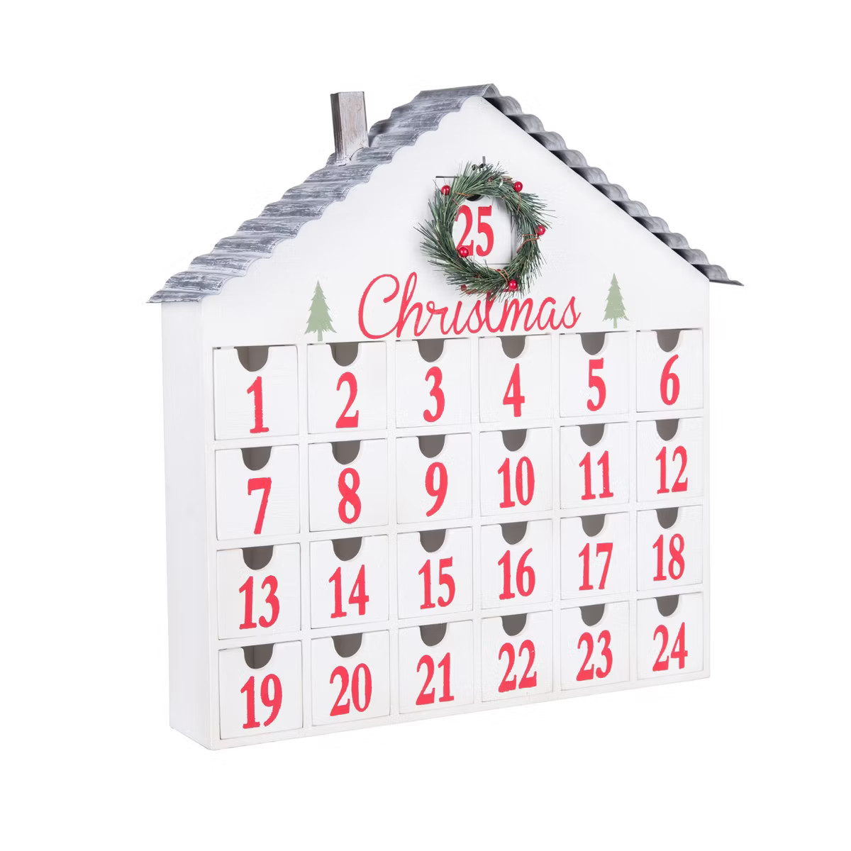 Transpac 17.25 in Multicolor Christmas Countdown House Advent Calendar MDF | Target