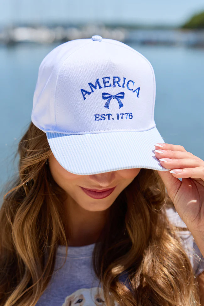 Blue Striped America Bow Hat SALE | Pink Lily