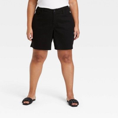 Women's Plus Size High-Rise Bermuda Jean Shorts - Ava & Viv™ | Target