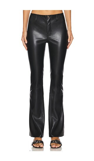 x We The Free Level Up Faux Leather Slit Bootcut in Black | Revolve Clothing (Global)
