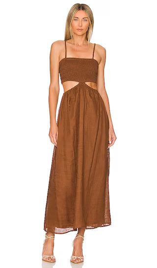 Tayari Midi Dress in Cinnamon | Revolve Clothing (Global)