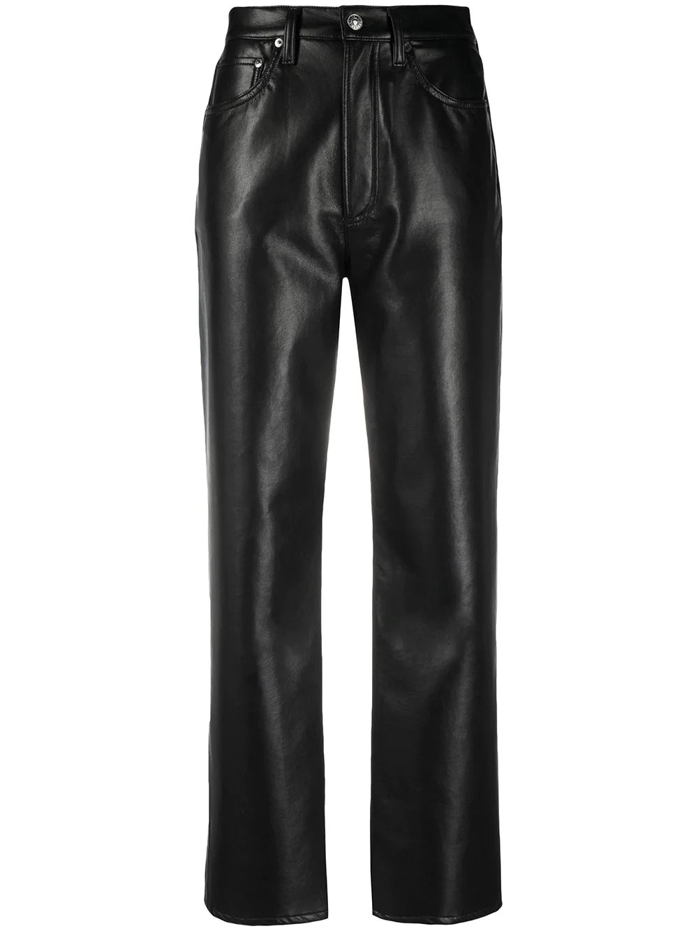 high-waisted leather trousers | Farfetch Global