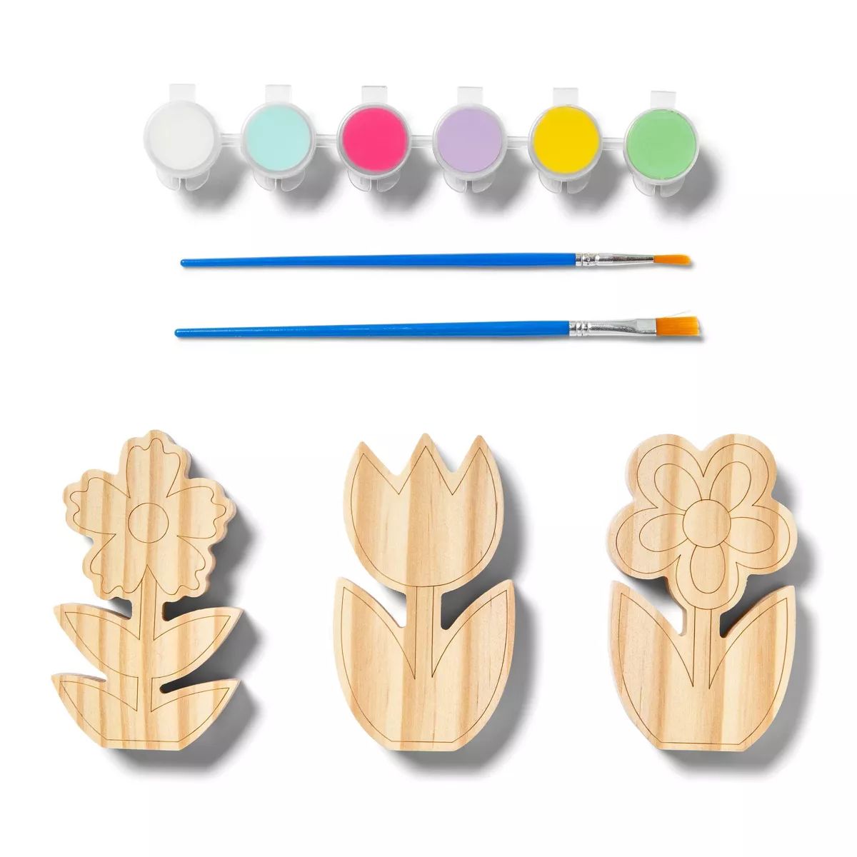 3pk Paint-Your-Own Wood Flowers Kit - Mondo Llama™ | Target