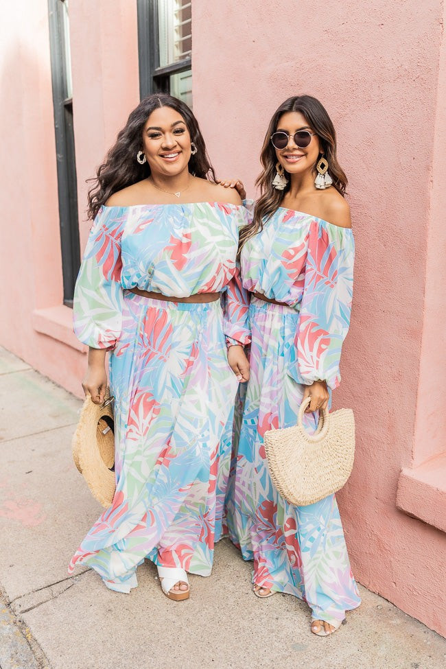 Simple Sign Blue Tropical Maxi Skirt | Pink Lily