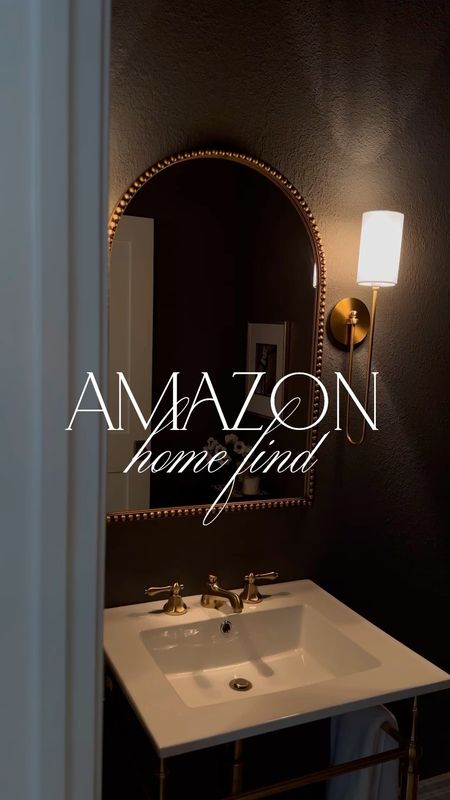 Favorite Amazon home decor find is this gold arch beaded mirror in my moody powder room! Pairs great with these modern sconces and console sink!#LTKxPrime

#LTKMostLoved #LTKstyletip #LTKhome