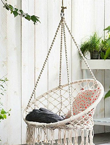 E EVERKING Hammock Chair Macrame Swing, Hanging Cotton Rope Macrame Hammock Swing Chair for Indoor,  | Amazon (US)