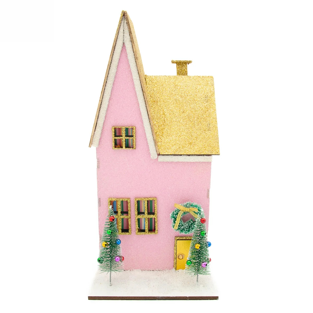 Packed Party "Merry Pinkmas" Pink Color and Gold Glitter Village Holiday Decoration - Walmart.com | Walmart (US)