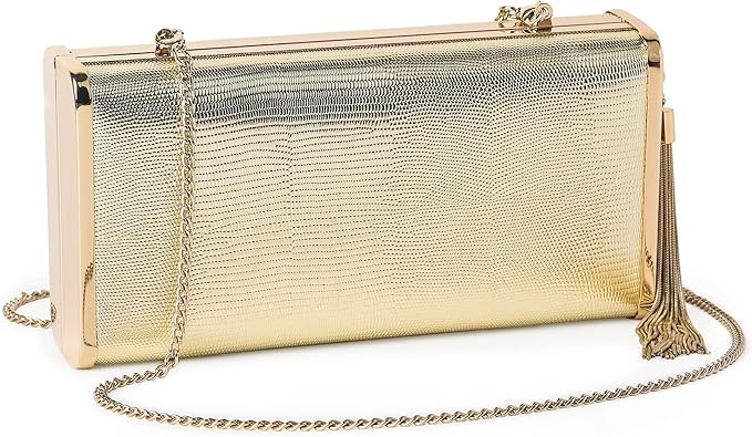 Women Sparkly Evening Clutch Purse Handbag in Hardcase with Metal Tassel for Party Wedding with G... | Amazon (US)