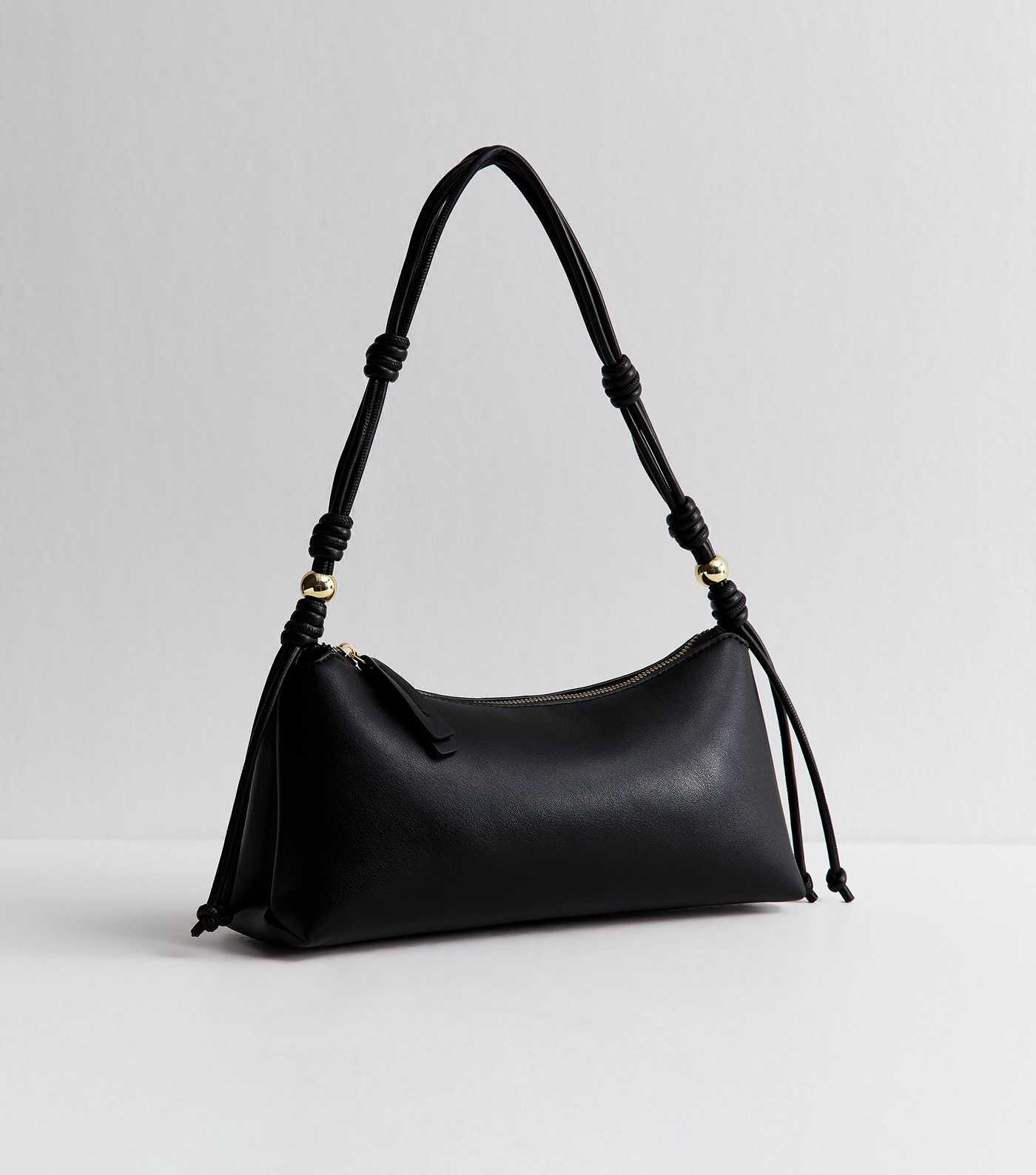 Black Faux Leather Knotted Handle Shoulder Bag | New Look | New Look (UK)
