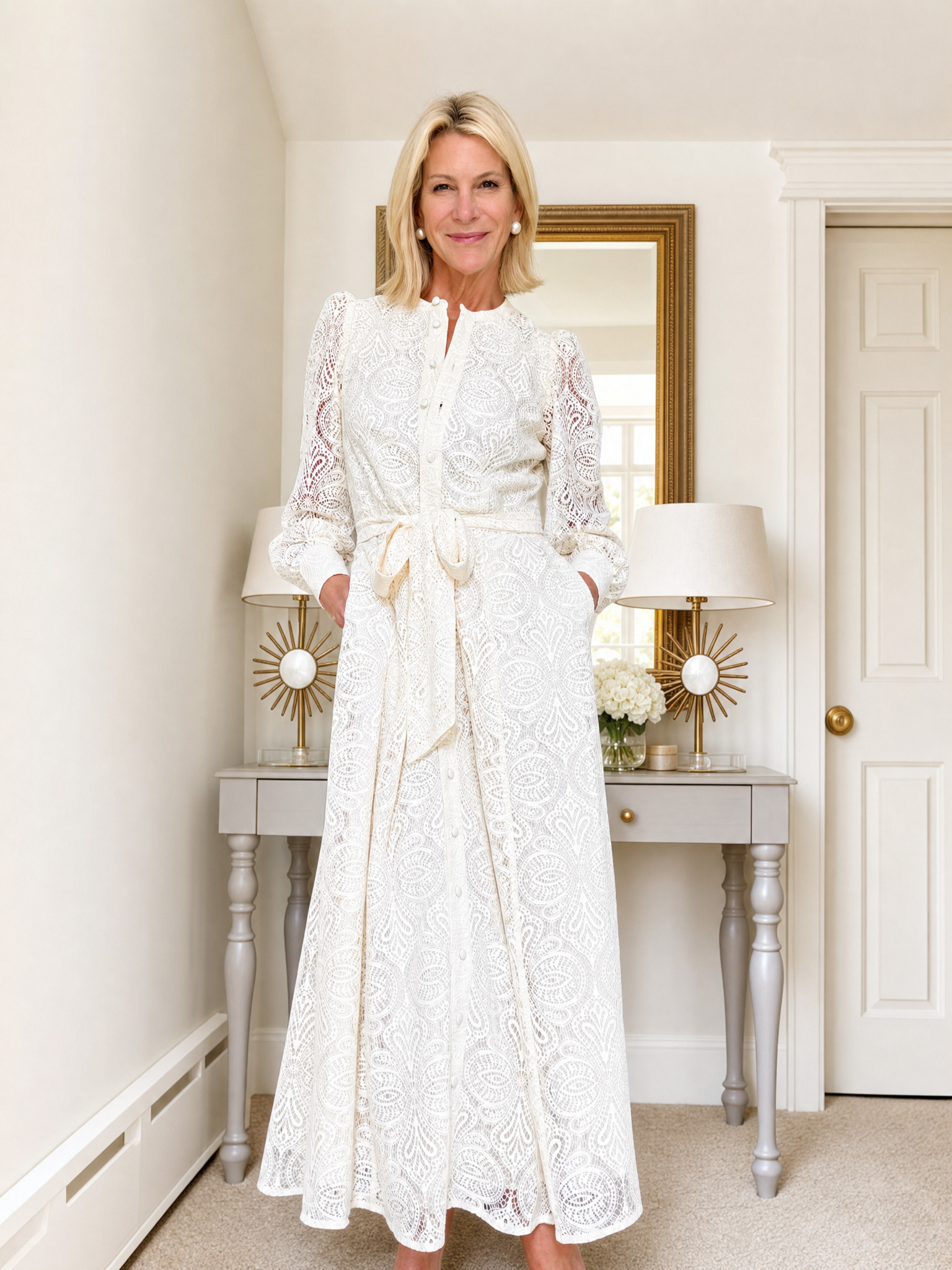 This ivory lace dress is effortlessly elegant with its intricate detailing, defined waist, and flowing silhouette. It’s a beautiful choice for bridal showers, garden parties, luncheons, summer events, and special occasions.

💡 LTK MADE EASY

❤️ Heart = Support my posts
🔖 Save = Get sale & restock alerts
📋 Lists = Keep favorites organized
📲 Share = Send to yourself for later
💬 Comment = Ask me anything 

 #LTKootd #LTKSeasonal #LTKOver40