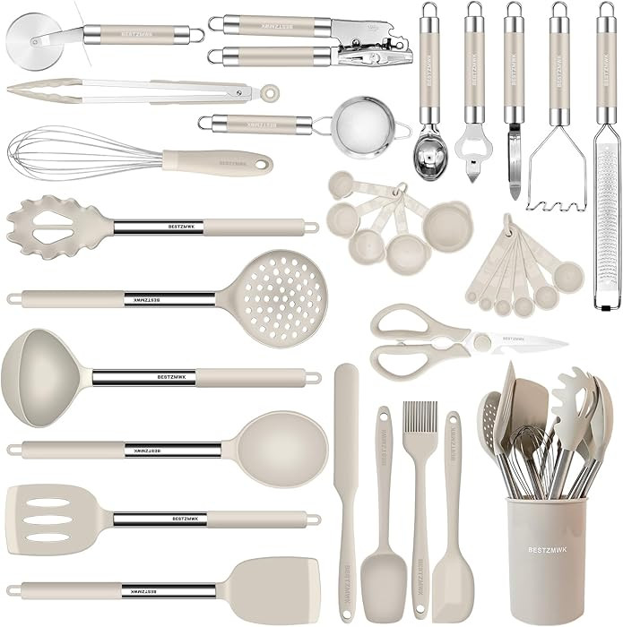 Kitchen Utensils Set-Silicone Cooking Utensils-33pcs Non-Stick Silicone Cooking Kitchen Utensils ... | Amazon (US)