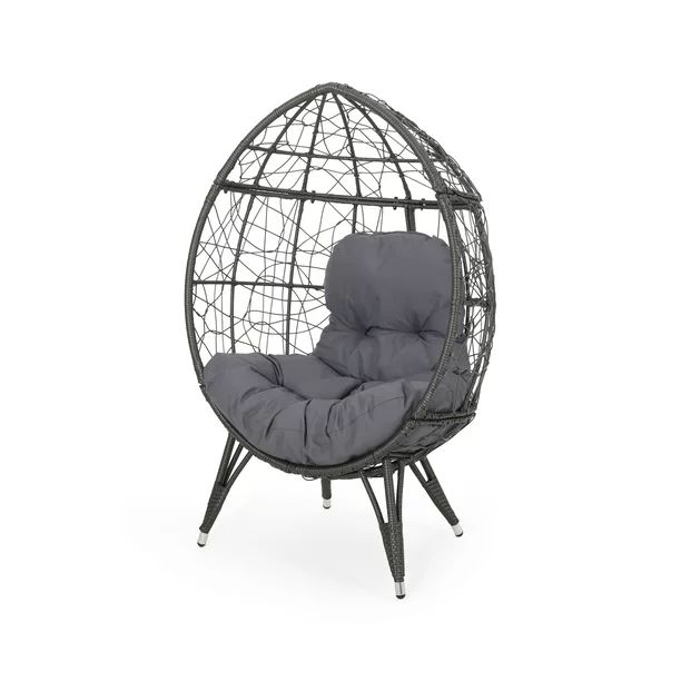 Keondre Indoor Wicker Teardrop Chair with Cushion, Gray and Dark Gray - Walmart.com | Walmart (US)
