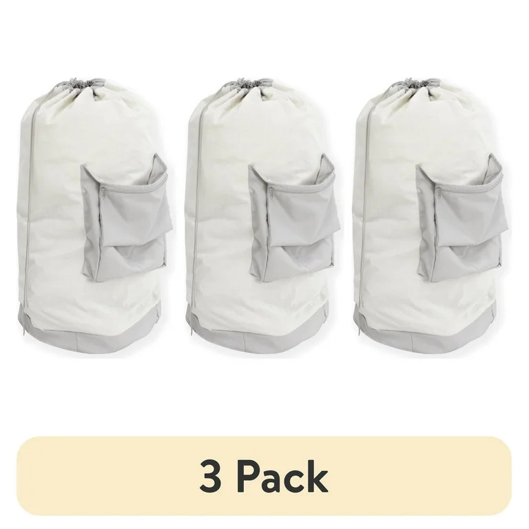 (3 pack) Mainstays Laundry Canvas Bag with Drawstring Closure, 24" x 36" | Walmart (US)