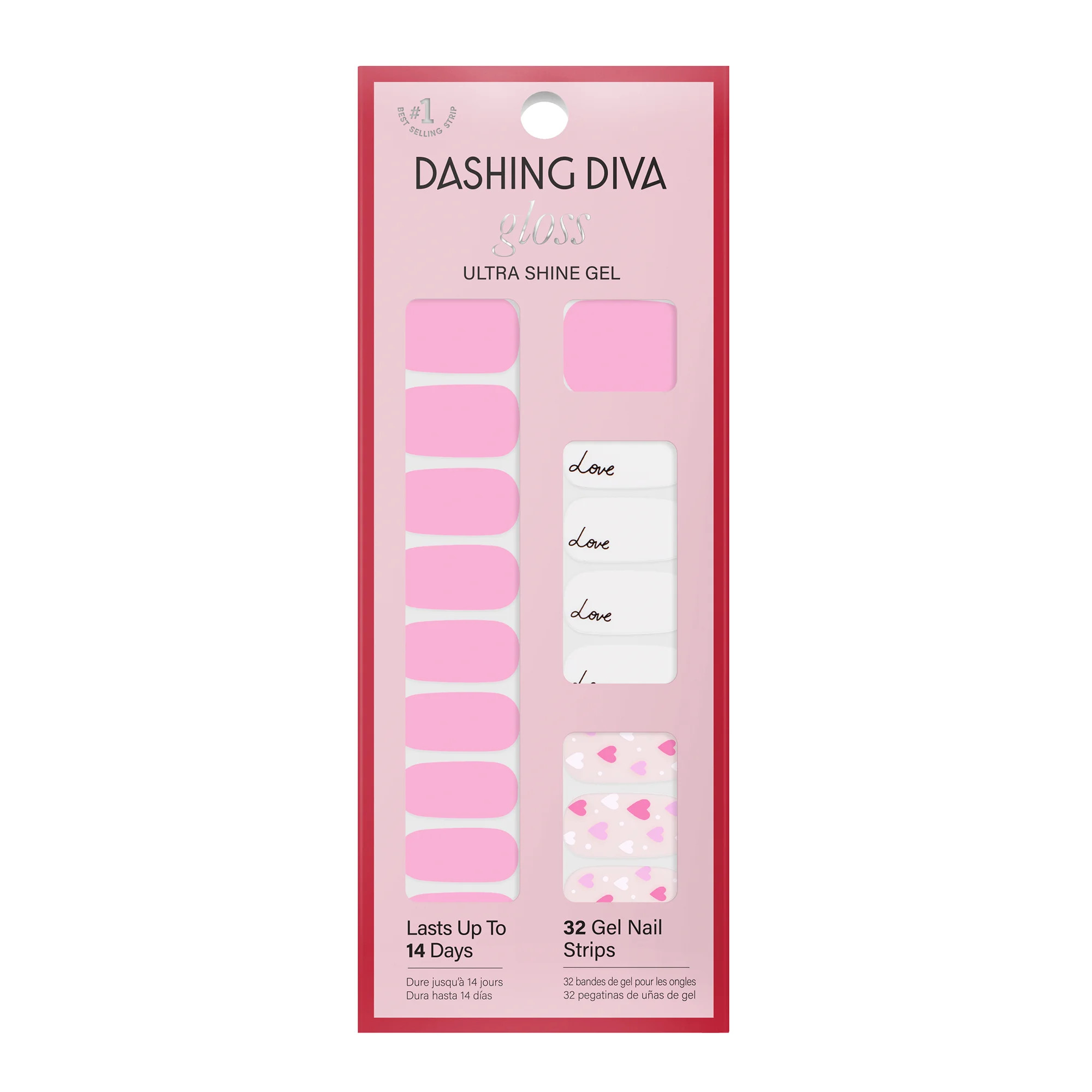 Dashing Diva Gloss Ultra Shine Gel Nail Strips, Heart to Heart, 32 count - Walmart.com | Walmart (US)