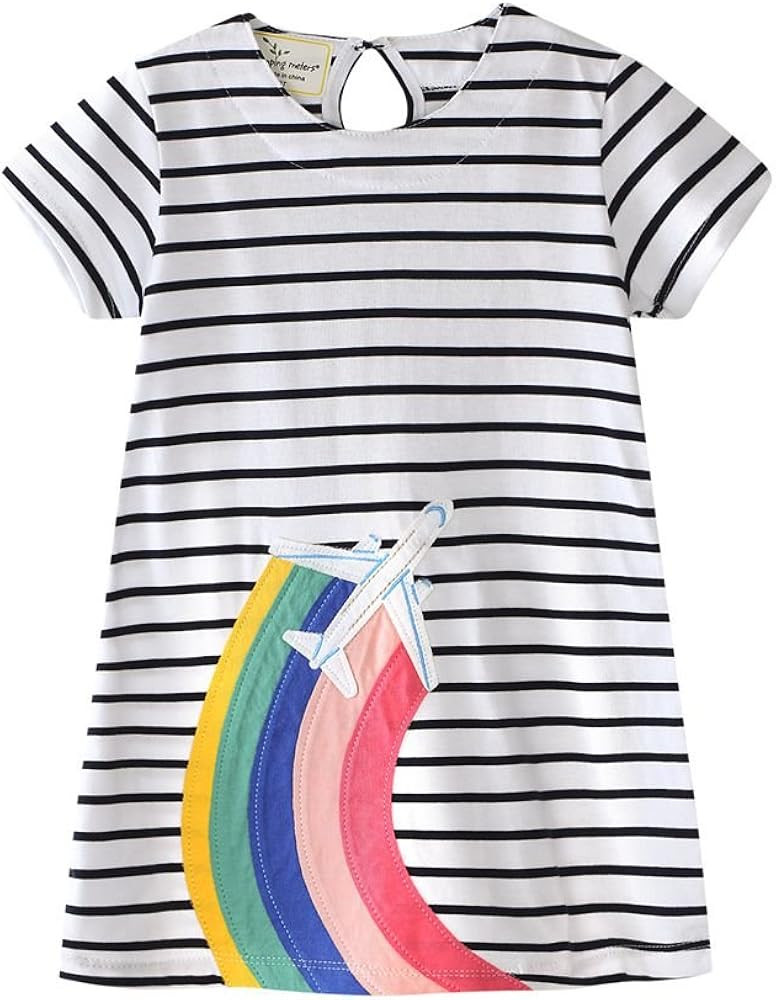 HILEELANG Toddler Girl Cotton Casual Dress Summer Short Sleeve Basic Tunic Playwear Shirt Dresses | Amazon (US)