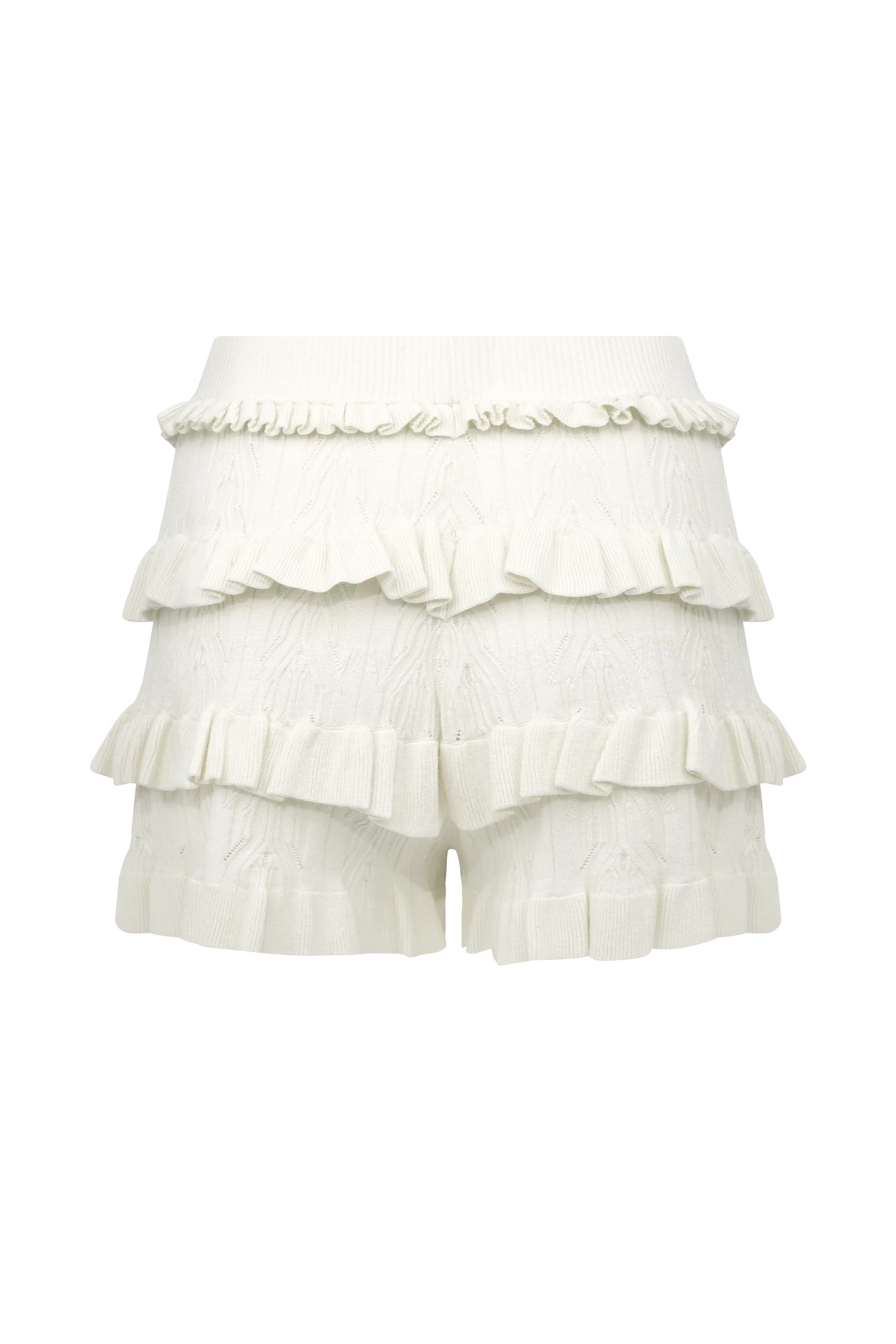 Pointelle Knit Frill Bloomers - Ivory | MESHKI US