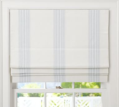 Riviera Striped Linen Cotton Cordless Roman Blackout Shade | Pottery Barn (US)