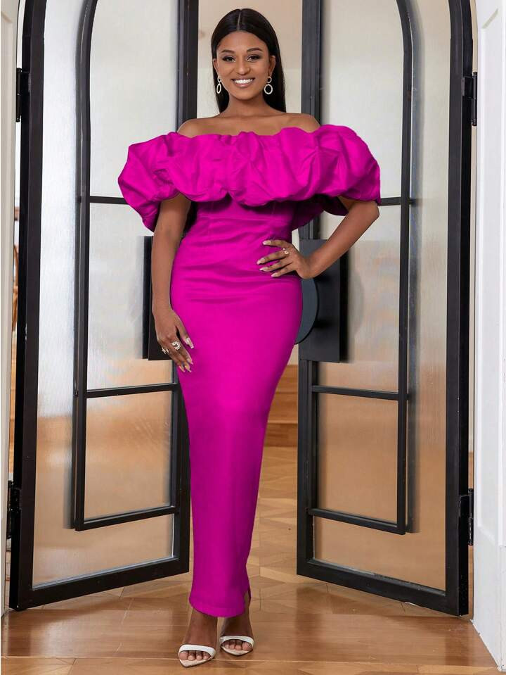 Off Shoulder Ruffle Trim Party Dress | SHEIN