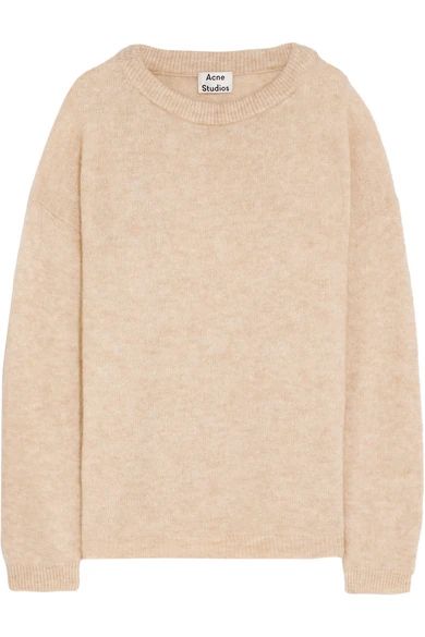 Acne Studios - Dramatic Knitted Sweater - Beige | NET-A-PORTER (US)