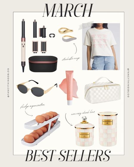 March best sellers! 🤍

Dyson airwrap, pavoi gold rings, vinyl icons Nordstrom pink ribbon graphic tee, Sojos sunglasses, summer Friday’s birthday cake lip butter balm, checkered cosmetic bag, egg dispenser, fridge organization, Mackenzie child’s rosy check collection, fancythingsblog 

#LTKfindsunder50 #LTKfindsunder100 #LTKbeauty