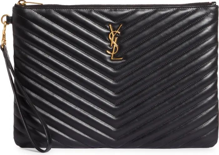 Saint Laurent YSL Monogram Matelassé Leather Tablet Pouch | Nordstrom | Nordstrom