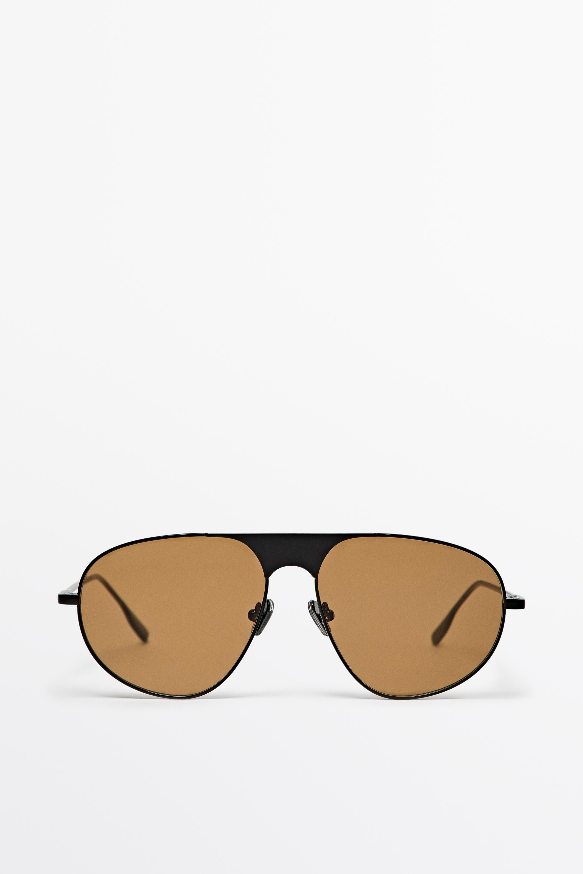 Metallic aviator sunglasses - Caramel | Massimo Dutti US