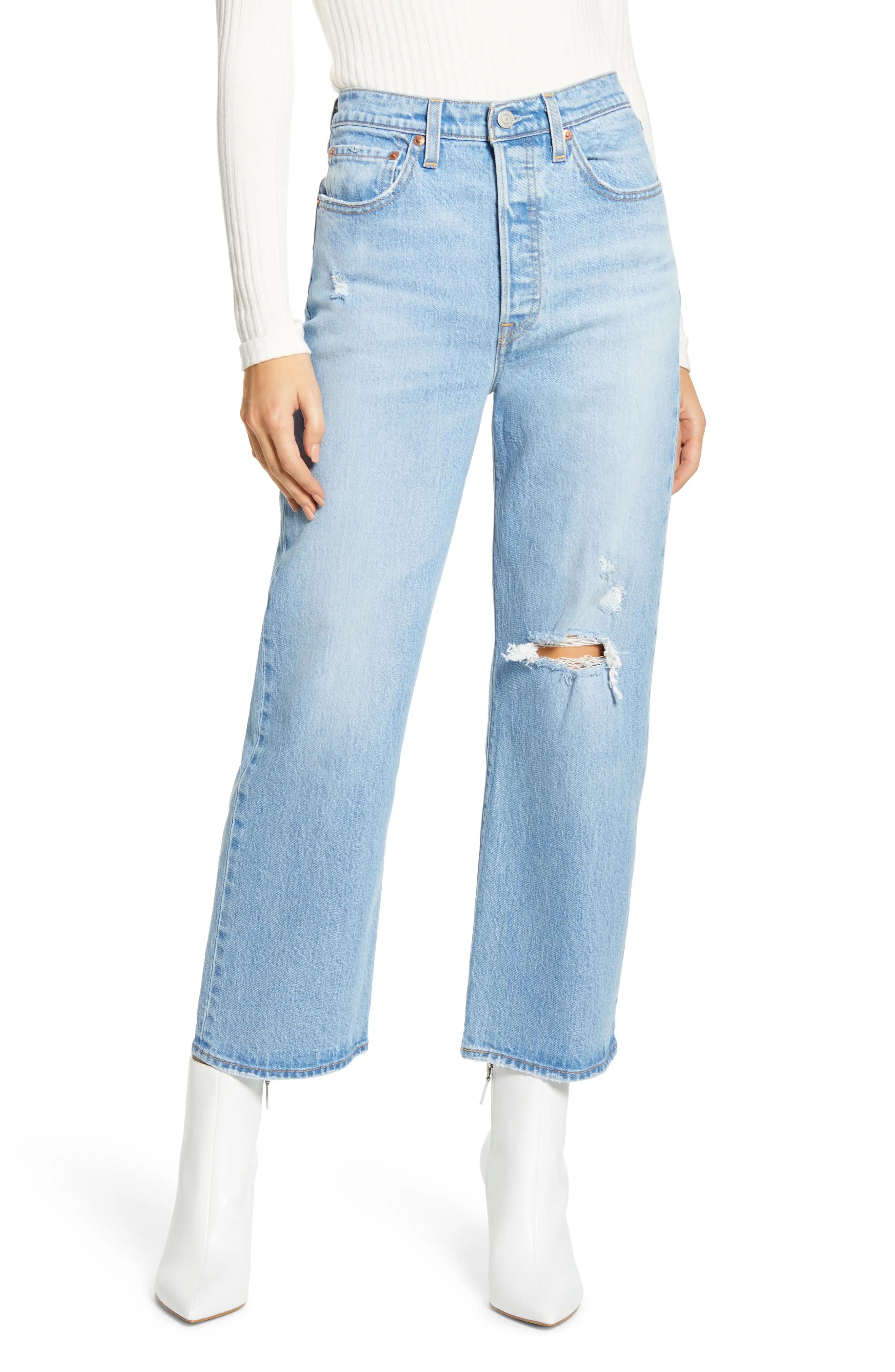 Women's Levi's Ribcage High Waist Straight Leg Ankle Jeans, Size 26 x 27 - Blue | Nordstrom